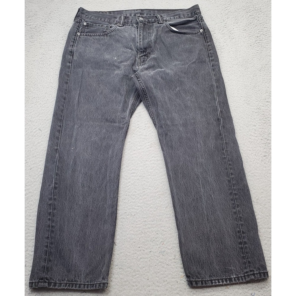 Levi's 505 Straight Leg Jeans Men's 36/29 Black Denim Red‎ Tab Dark Wash